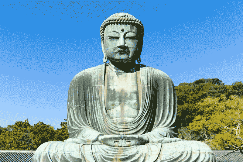 Foto de uma estátua de Buda. A diferença entre chinês e japonês também é cultural.